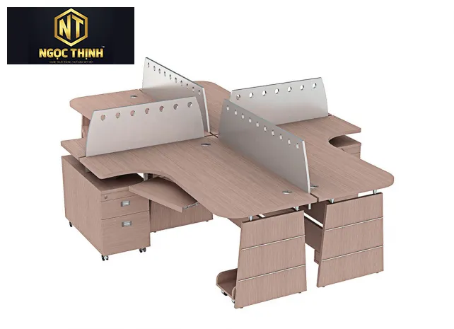 Mẫu cụm bàn làm việc đơn giản dành cho các nhân viên công ty